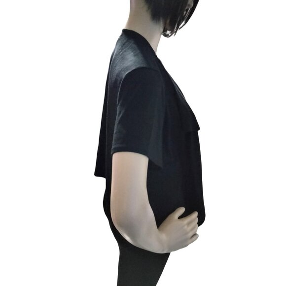 New Directions Plus Size 1X Cardigan Sweater Top Black Open Front Short-Sleeve - Picture 5 of 10